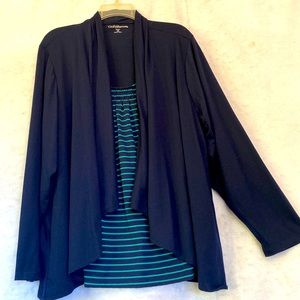 Croft & Barrow Long Sleeve Twofer Navy Blue Layered Cardigan